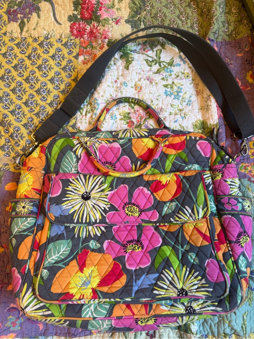 Quilted Floral Tote Bag in Multicolor